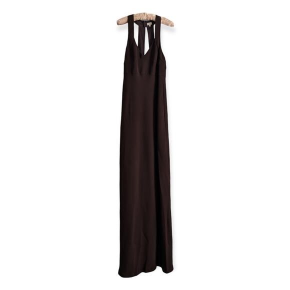 HOSS INTROPIA elegant burgundy brown sweetheart halter neck maxi gown - Picture 8 of 12